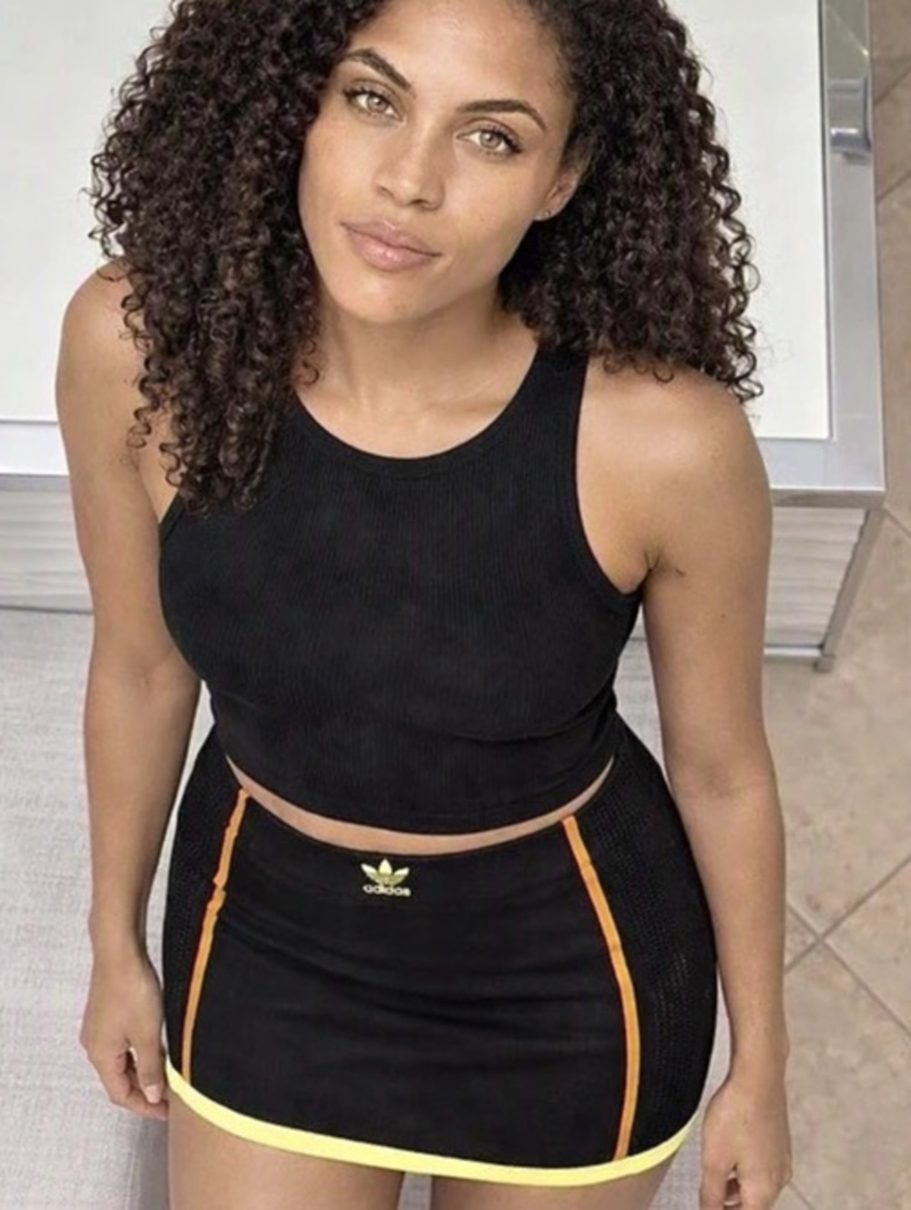 adidas Originals x Ivy Park Mini Skirt Black & Orange Size XS NWT